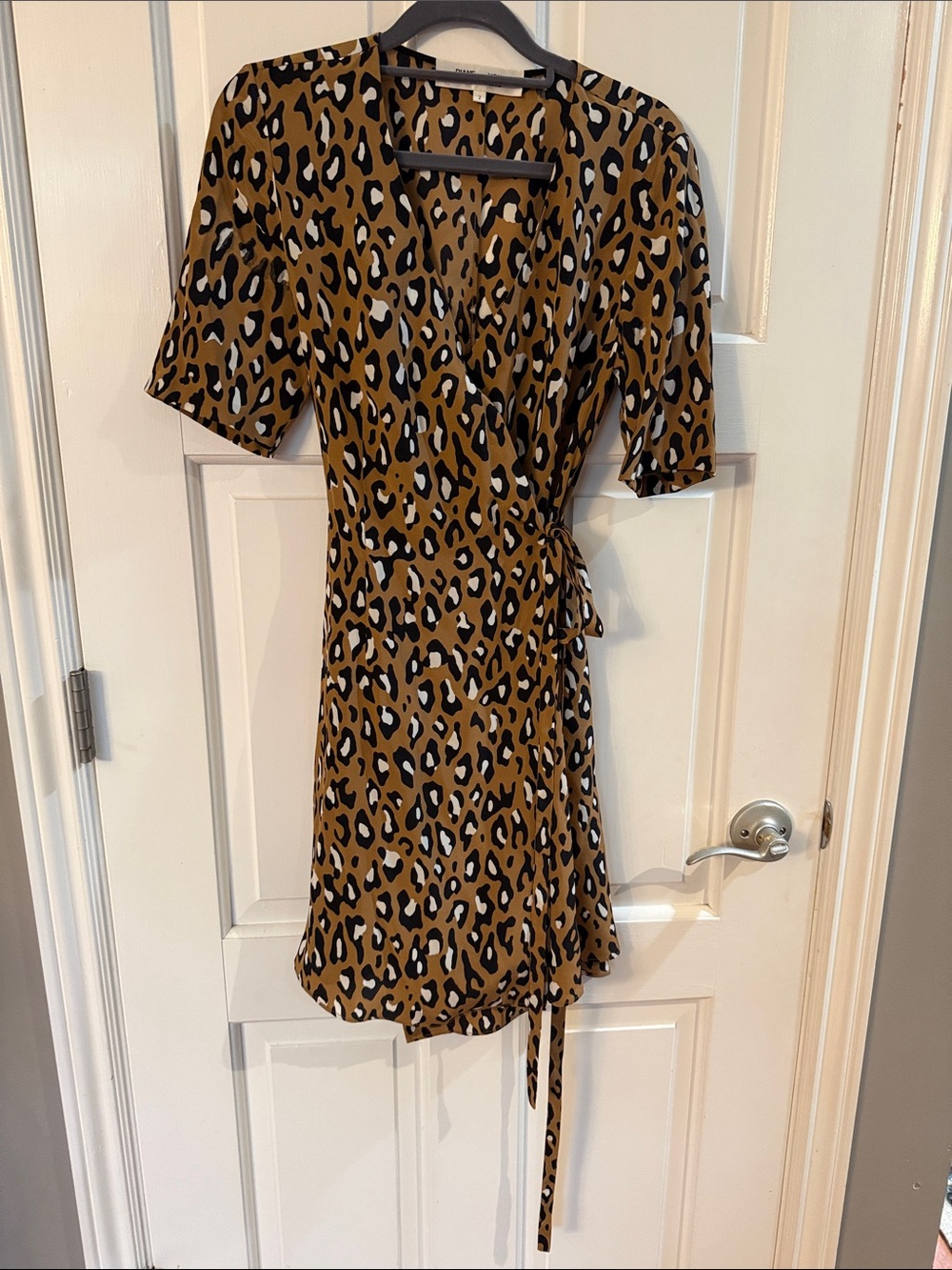 Diane Von Furstenberg Mustard Leopard Wrap Midi Dress